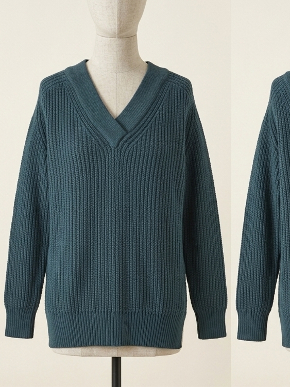 Dynamite Men's V-Neck Ribbed Sweater - Dark Teal